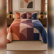 Modern Ombre Quilt Blocks Quilt Set, front quilting bedroom view