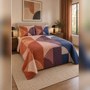Modern Ombre Quilt Blocks Quilt Set, angled quilting bedroom view
