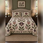 Botanical Applique Inspired Quilt Set, front quilting bedroom view