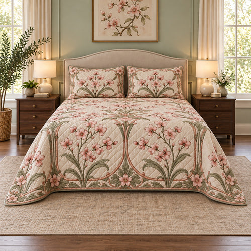 Art Nouveau Cherry Blossom Quilt Set front bedroom view