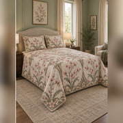 Art Nouveau Cherry Blossom Quilt Set, angled cherry blossom bedroom view