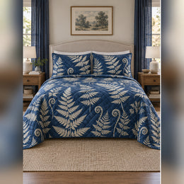 Indigo Fern Cyanotype Quilt Set