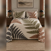 Modern Fern Silhouette Quilt Set, front fern leaf bedroom view