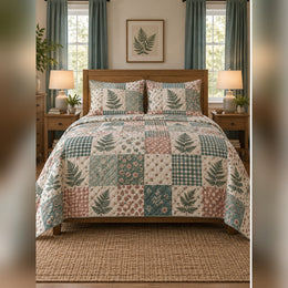 Heirloom Fern Patchwork Print Quilt Set