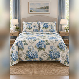 Coastal Blue Hydrangea Quilt Set