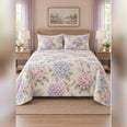 Pastel Watercolor Hydrangea Quilt Set
