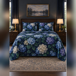 Midnight Hydrangea Garden Quilt Set