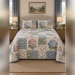 Heirloom Hydrangea Patchwork Print Quilt Set