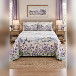 Watercolor Lavender Field Quilt Set