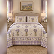 French Country Lavender Bundle Quilt Set, front lavender bedroom view