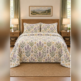 Lavender and Sage Folk Garden Quilt Set