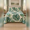 Emerald Watercolor Monstera Quilt Set