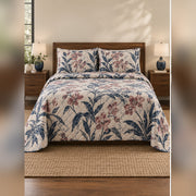 Woodblock Orchid Garden Quilt Set, front orchid bedroom view
