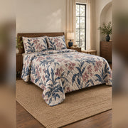 Woodblock Orchid Garden Quilt Set, angled orchid bedroom view