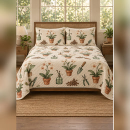 Greenhouse Orchid and Potting Tools Quilt Set