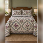 Heirloom Orchid Lattice Print Quilt Set, front orchid bedroom view