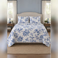 Blue and White Peony Toile Quilt Set