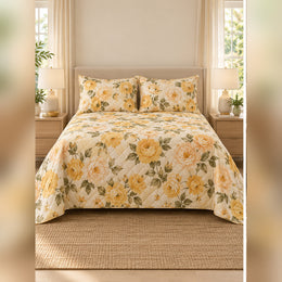 Golden Wild Rose Quilt Set
