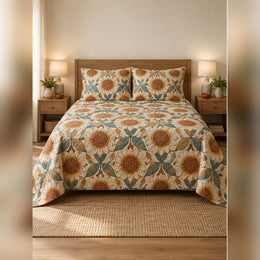 Sunflower Seed Head Geometric Quilt Set