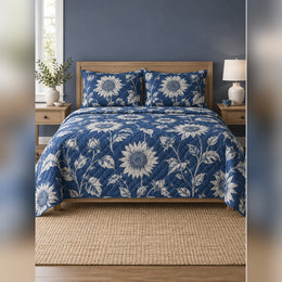 Indigo Sunflower Cyanotype Quilt Set
