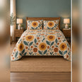 Folk Sunflower Garden Print Quilt Set