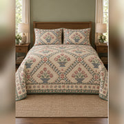 Heirloom Tulip Basket Print Quilt Set, front tulip bedroom view
