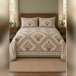 Heirloom Tulip Basket Print Quilt Set