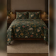 Dark Green Wildflower Botanical Quilt Set