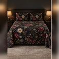 Moonlit Black Wildflower Garden Quilt Set