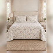 Pastel Cottage Wildflower Sprig Quilt Set, front wildflower bedroom view