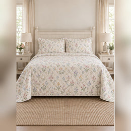 Pastel Cottage Wildflower Sprig Quilt Set