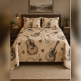Vintage Acoustic Guitar Sketch Quilt Set