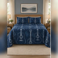 Navy Acoustic Guitar Blueprint Quilt Set