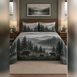 Misty Pine Black Bear Quilt Set