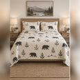 Minimal Cream Black Bear Silhouette Quilt Set