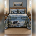 Blue Lake Black Bear Landscape Quilt Set