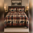 Rust Plaid Black Bear Trail Quilt Set