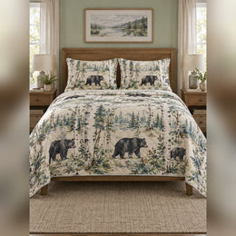 Watercolor Birch Black Bear Quilt Set