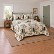 Garden Window Black Cat Quilt Set, angled black cat bedroom view