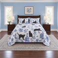 Blue Willow Sketch Black Cat Quilt Set