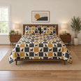Graphic Checker Black Cat Quilt Set