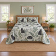 Watercolor Fern Black Cat Quilt Set