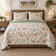 Meadow Walk Corgi Quilt Set, front corgi bedroom view