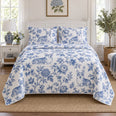Blue Garden Toile Corgi Quilt Set
