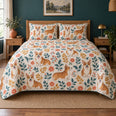 Folk Floral Corgi Quilt Set