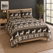 Nordic Corgi Geometry Quilt Set, angled corgi bedroom view