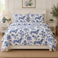 Blue Garden Dachshund Quilt Set