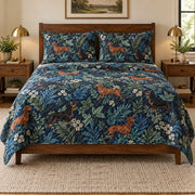 Night Garden Dachshund Quilt Set, front dachshund bedroom view