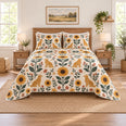 Folk Sunflower Golden Retriever Quilt Set
