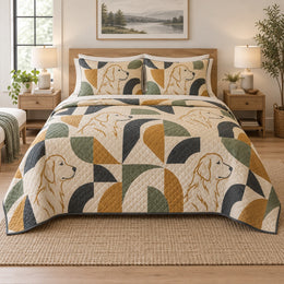 Golden Retriever Geometry Quilt Set